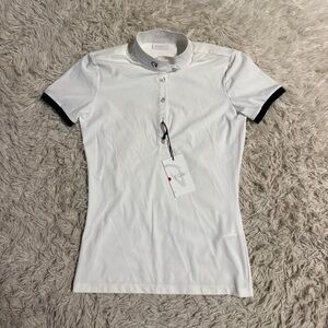 New Women’s Size IT40 White Ego7 Short Sleeve Horseback Riding Show Shirt